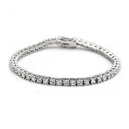 Metal Factory Sterling Silver Round Cut Cubic Zirconia Tennis Bracelet 7.25"