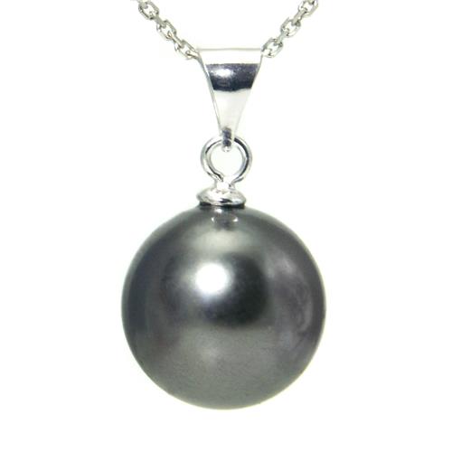 Metal Factory Sterling Silver 12mm Tahitian Grey Freshwater Cultured Pearl Pendant