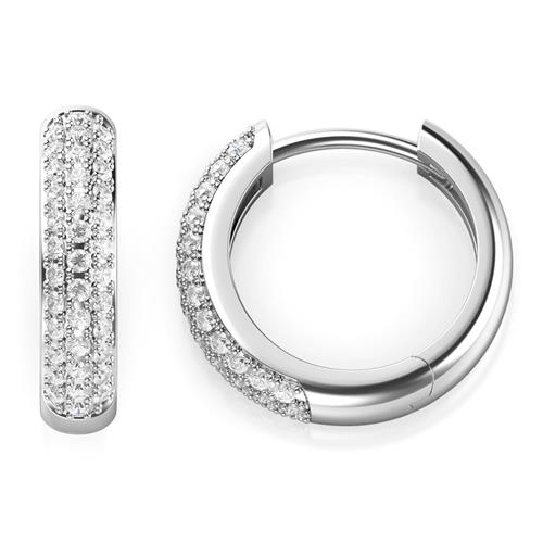 Metal Factory 925 Sterling Silver Pave Set CZ Cubic Zirconia Huggie Hoop Earrings