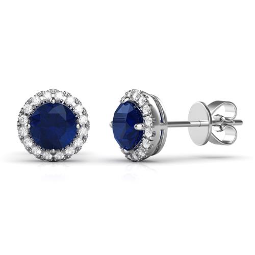 Metal Factory 925 Sterling Silver Blue & White Round CZ Cubic Zirconia Halo Earrings