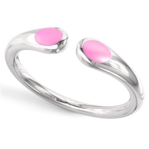 Metal Factory Sterling Silver Double Sided Pink Enamel Adjustable Toe Band Ring